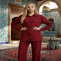 بدلة قطعتين شيميز وبنطلون وايد ليج فري