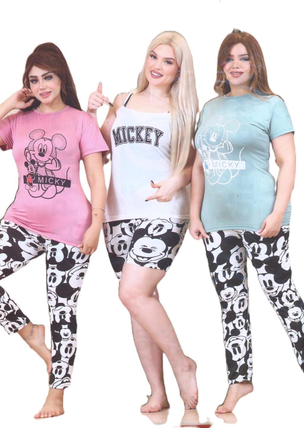 1747403538-1720فري20سايز.jpg بيجاما صيفي حريمي خفيفة مكونة من 4 قطع تيشرت نص كم وبدي حمالات و شورت وبنطلون تلبيس حتي 85 كيلو