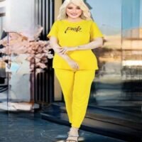 بيجاما نسائية تي شيرت نص كم وبنطلون