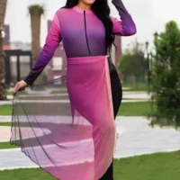 مايوه بوركيني 4 قطع جيمبسوت + سكيرت + تربونة + شال