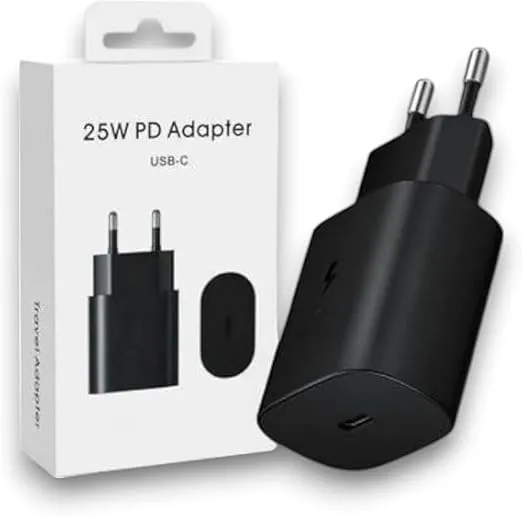شاحن فائق السرعة نوع C/USB C مزود طاقة متوافق مع سامسونج جالاكسي، (الكابل غير متضمن) (25 وات)