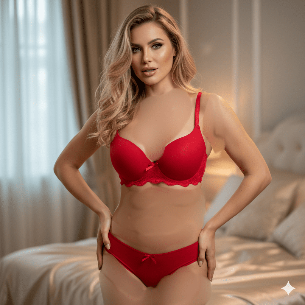طقم الجاذبية الحمراء النسائي  برا +بانتي خامات فاخرة ومثيرة