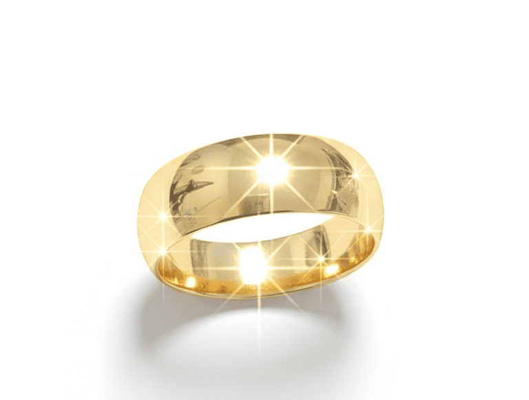 دبلة ذهبية عريضة بسطح ناعم وبارز – تصميم أنيق يلفت الأنظار