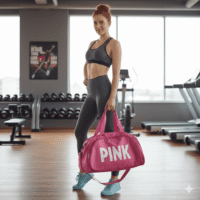 Gemini_Generated_Image_32xb2e32xb2e32xb شنطة رياضية لصالة الألعاب الرياضية للنساء، مقاومة للماء، سفر لعطلة نهاية الأسبوع، للسباحة، كرة السلة، الشاطئ، التدريبات. (فوشيا)، نسيج نايلون مقاوم للماء