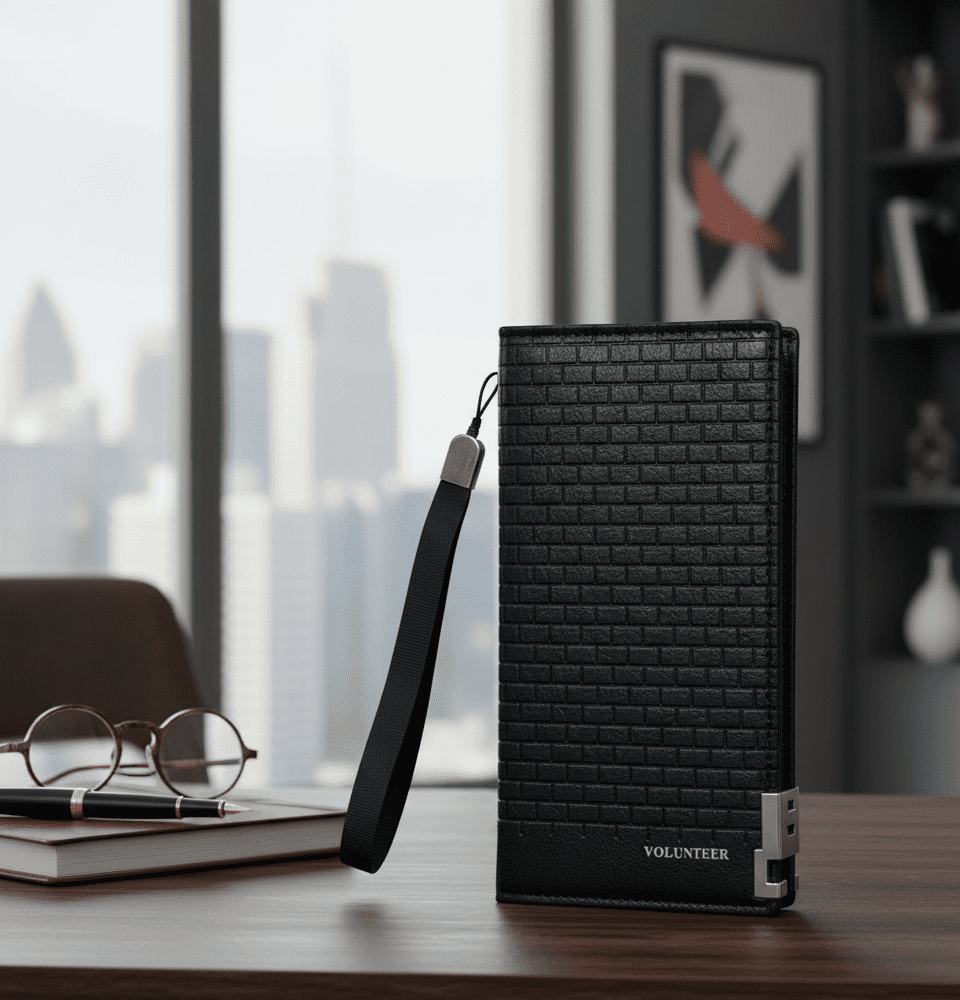 Gemini_Generated_Image_4un4du4un4du4un4 محفظة جلدية فاخرة متعددة الوظائف للرجال - تصميم أنيق بسحاب مزدوج ومثالية لحفظ الهاتف والبطاقات بسعة كبيرة و عملية