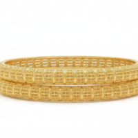 غوايش ذهبية منقوشة بخطوط ناعمة – طقم من قطعتين بتصميم أنثوي راقٍ