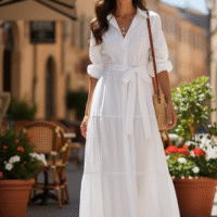 Gemini_Generated_Image_6n6rcv6n6rcv6n6r فستان أبيض بأكمام طويلة كاجوال أنيقًا (Smart Casual)