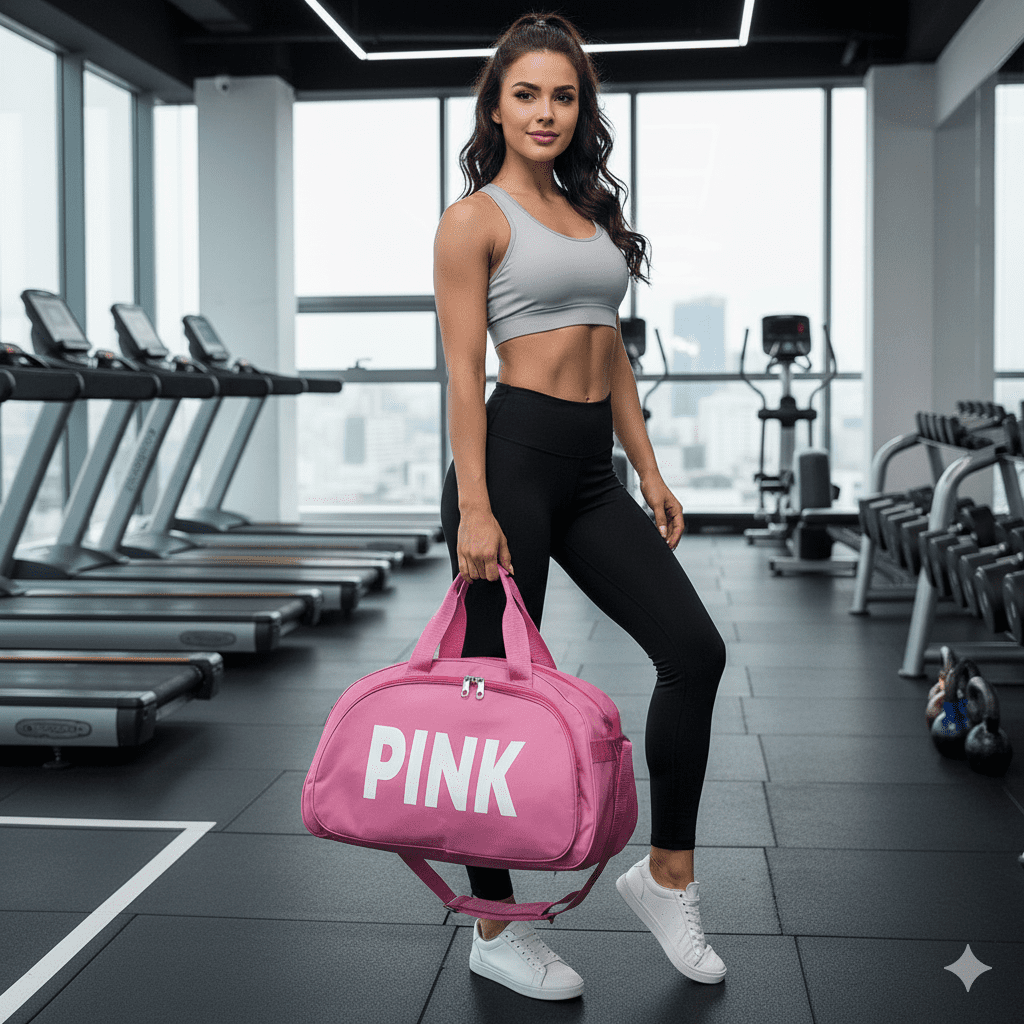 Gemini_Generated_Image_9864zc9864zc9864 شنطة رياضية لصالة الألعاب الرياضية للنساء، مقاومة للماء، سفر لعطلة نهاية الأسبوع، للسباحة، كرة السلة، الشاطئ، التدريبات. (فوشيا)، نسيج نايلون مقاوم للماء