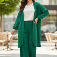 Gemini_Generated_Image_9smlx59smlx59sml بدلة قطعتين بنطلون وايد ليج + كيمونو طويل وان سايز تلبيس حتى90