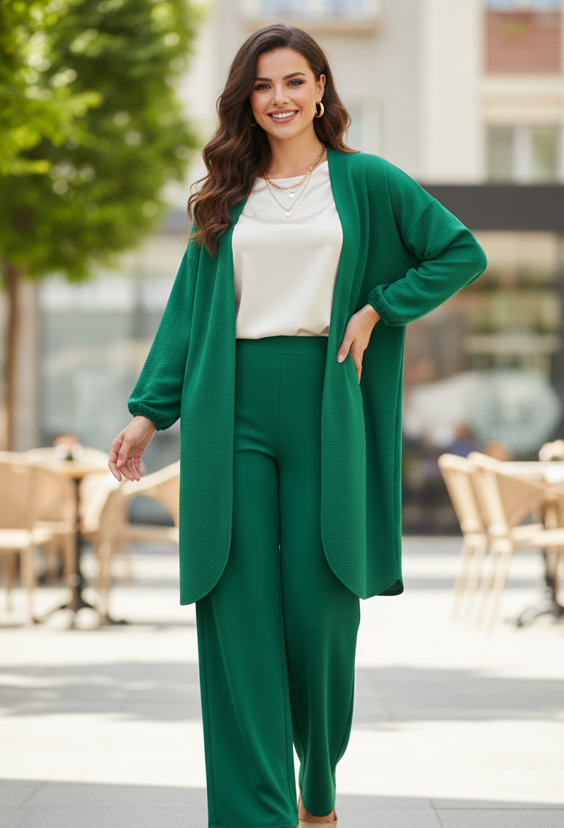 Gemini_Generated_Image_9smlx59smlx59sml بدلة قطعتين بنطلون وايد ليج + كيمونو طويل وان سايز تلبيس حتى90