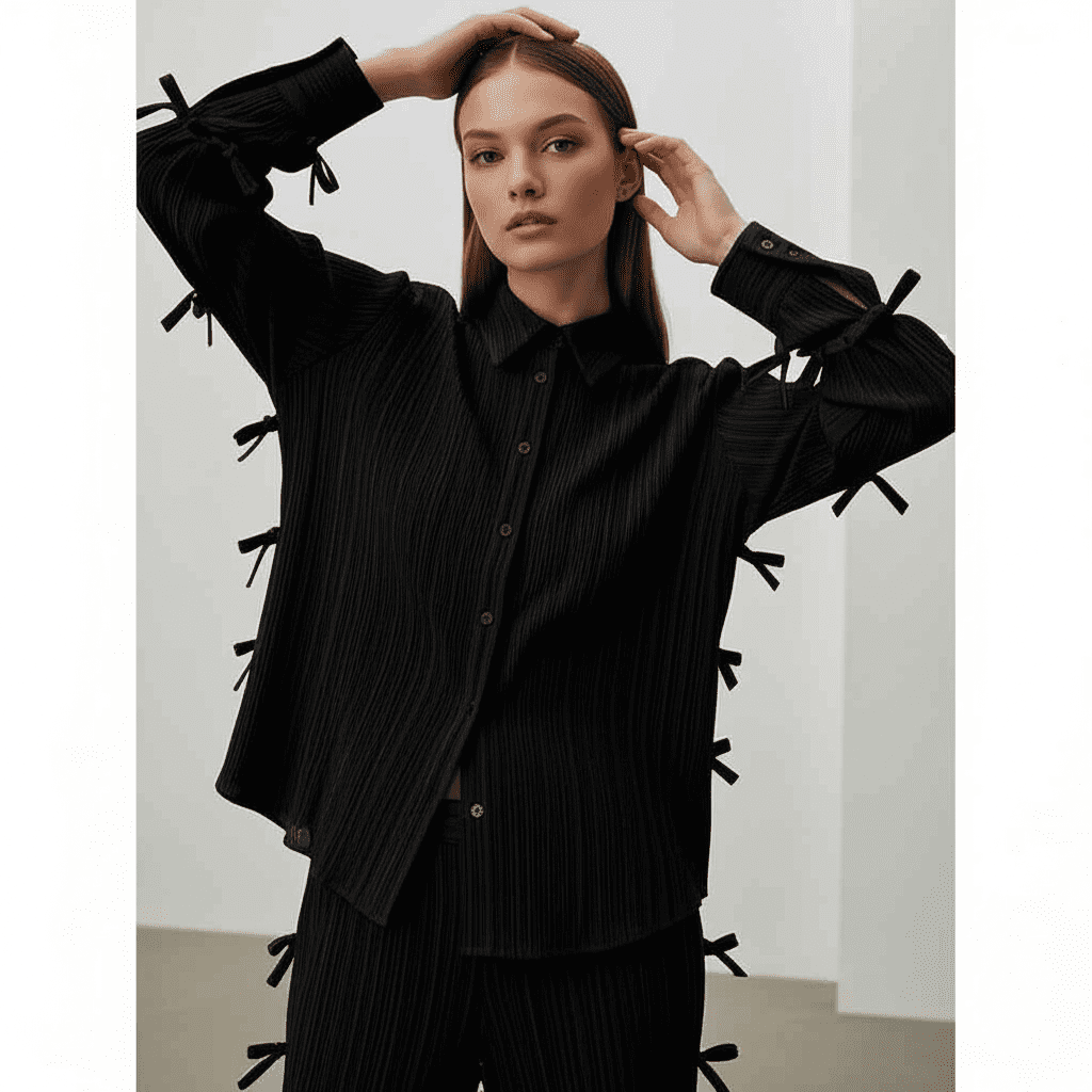 Gemini_Generated_Image_9ze0qe9ze0qe9ze0 بدلة قطعتين شيميز وبنطلون وايد ليج فري سايز