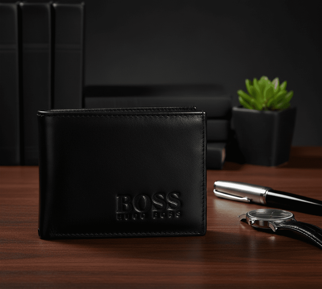 محفظة جلد طبيعي فاخر جميل طري بنسبة 100% باللون البني الداكن واللون الاسود