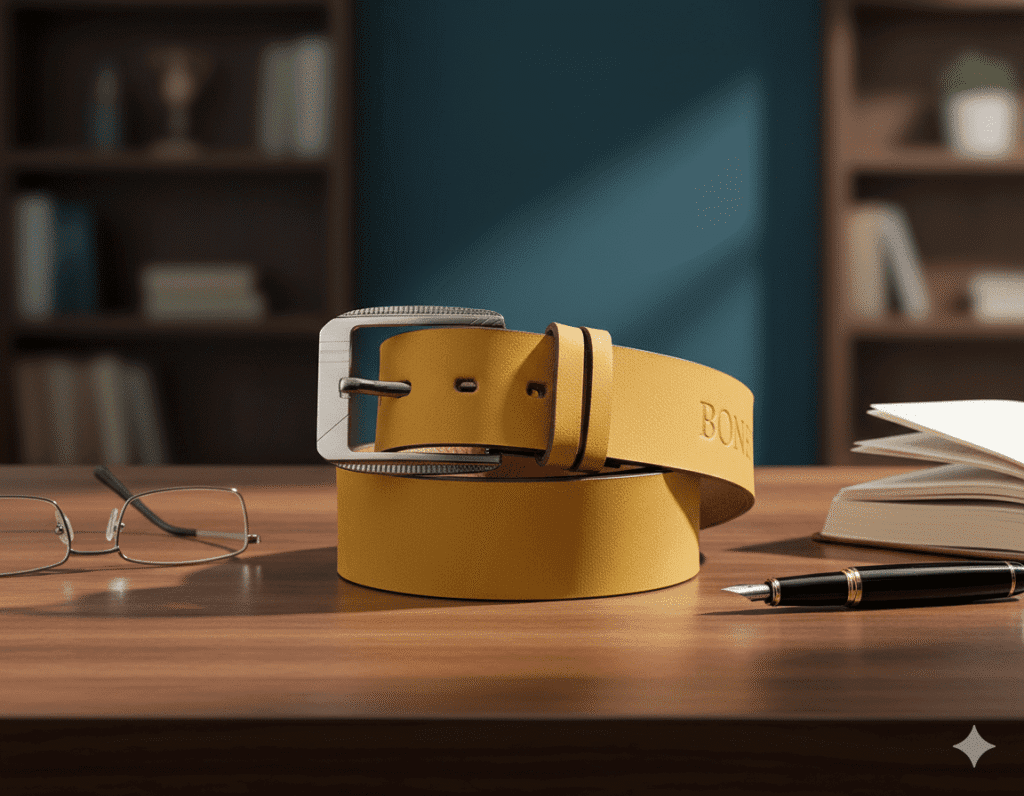 Gemini_Generated_Image_g1s39tg1s39tg1s3 حزام جلد طبيعي ناعم عالي الجودة للرجال - كاجوال و كلاسيك - لون جملي