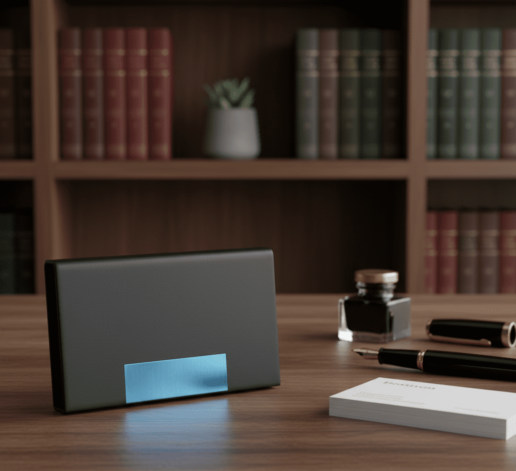 Gemini_Generated_Image_gfvzargfvzargfvz حافظة بطاقات أنيقة وعملية، مصممة لحفظ وتنظيم البطاقات