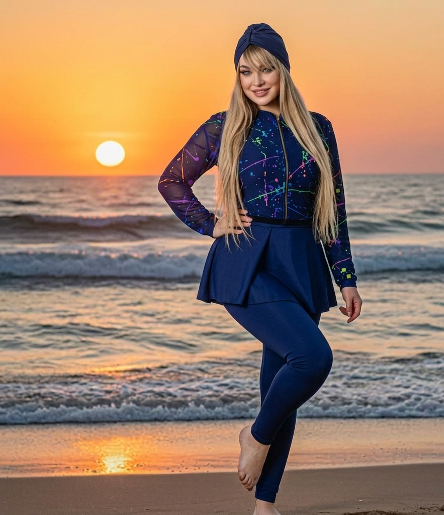 مايوه 3 قطع سوت وسكيرت وتربونة