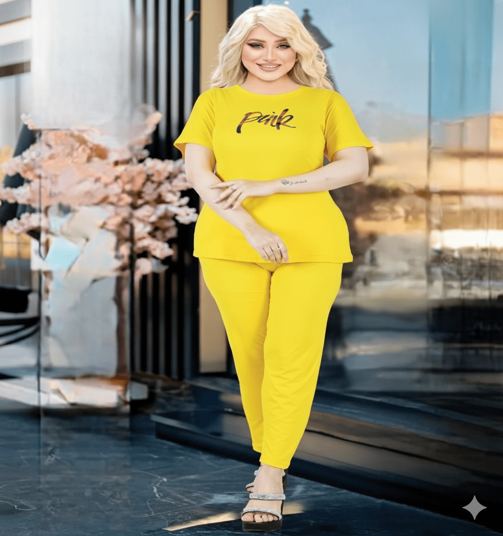 بيجاما نسائية تي شيرت نص كم وبنطلون