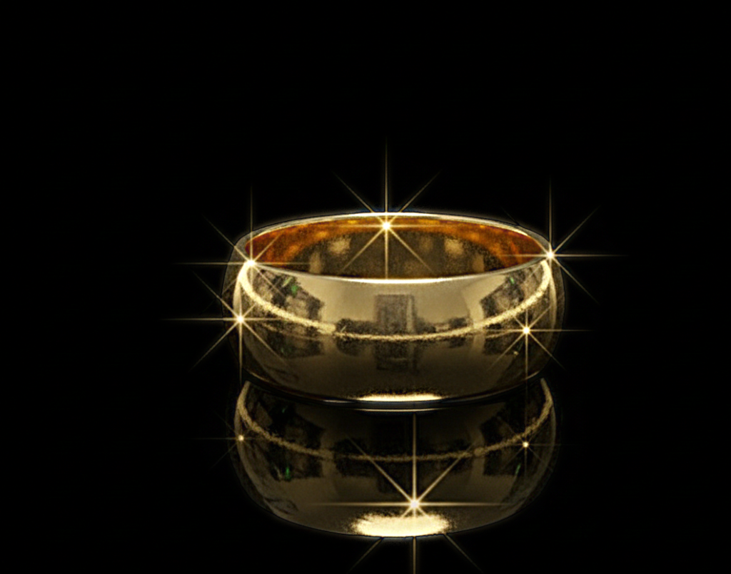 دبلة ذهبية عريضة بسطح ناعم وبارز – تصميم أنيق يلفت الأنظار