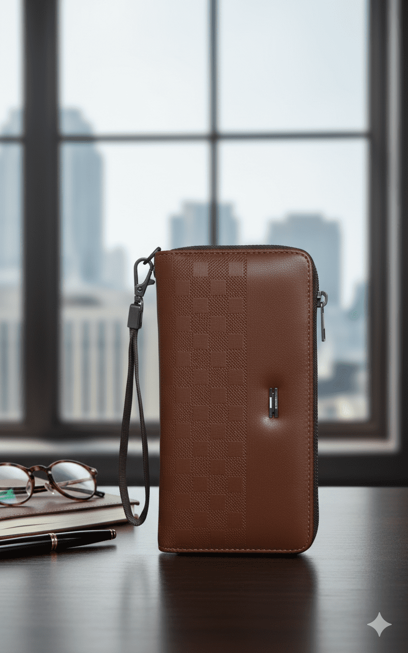 محفظة  جلدية فاخرة متعددة الجيوب: الحل الأمثل لتنظيم وحماية البطاقات، النقود، والهاتف المحمول - مثالية للسفر والاستخدام اليومي