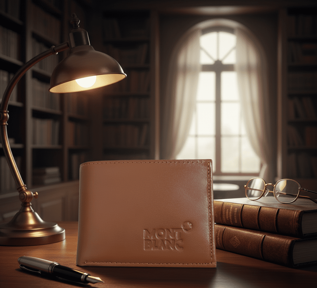 محفظة جلد طبيعي فاخر جميل طري بنسبة 100% باللون البني الفاتح