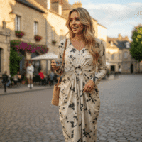 Gemini_Generated_Image_k0o1u0k0o1u0k0o1 فستان طويل وفضفاض جداً، تتميز بتصميم فريد يجمع بين الأناقة والراحة، مع نقوش تجريدية مميزة.