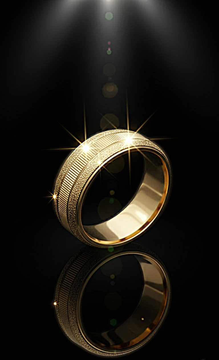 دبلة ذهبية براقة بتفاصيل رفيعة منقوشة – تصميم عصري بلمسة أنيقة