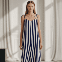 سالوبت حمالات  مخطط بالأبيض والكحلي يتميز بتصميمه المريح والأنيق التي تضفي مظهراً جذاباً.