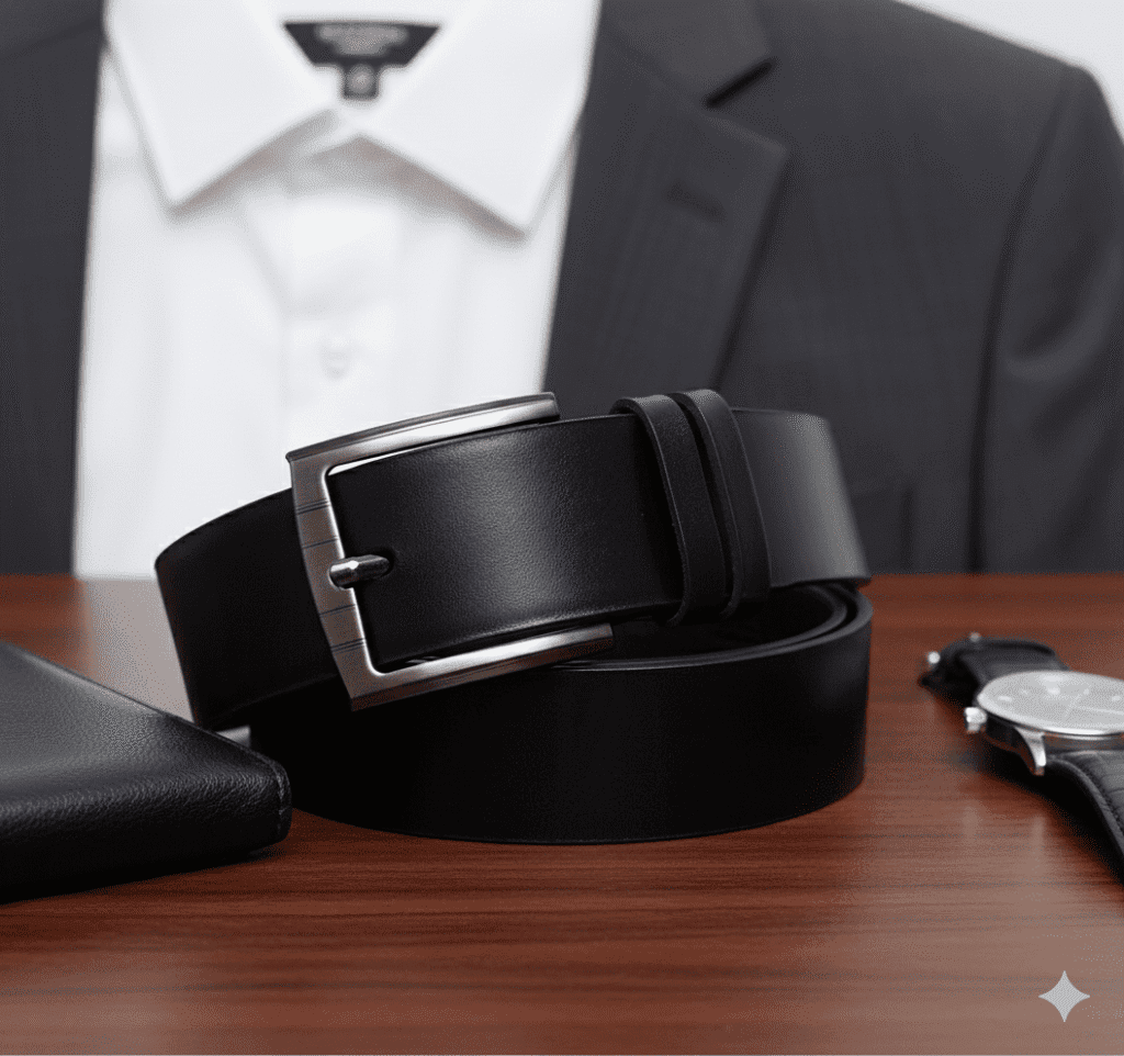 Gemini_Generated_Image_mpcwapmpcwapmpcw حزام جلد طبيعي ناعم عالي الجودة للرجال - كاجوال و كلاسيك - أسود