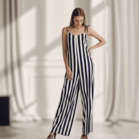 سالوبت حمالات  مخطط بالأبيض والكحلي يتميز بتصميمه المريح والأنيق التي تضفي مظهراً جذاباً.