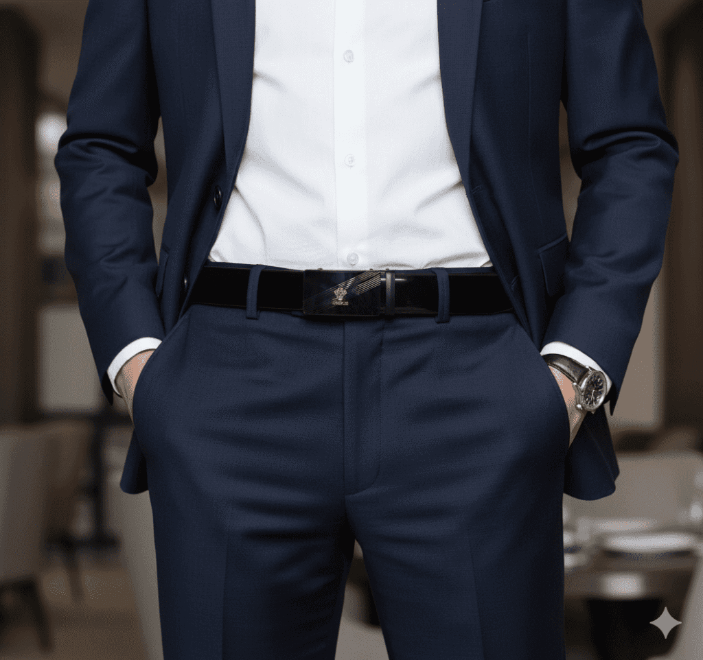 حزام كلاسيك أنيق منسوج بتصميم طويل