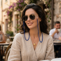 سلسلة نظارة طبية وشمسية من الخرز الازرق