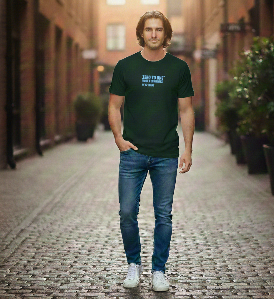 تيشرت رجالي برقبة دائرية وأكمام قصيرة، قصة عادية، مصنوع من القطن