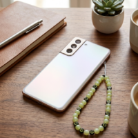 دلاية موبايل راقية مزيج من اللؤلؤ الاصفر والاحجار السمايلي