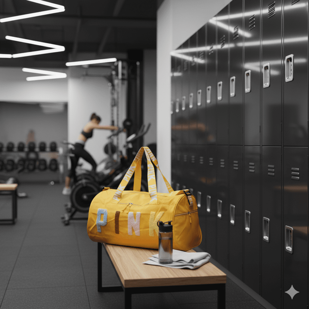 Gemini_Generated_Image_qzv732qzv732qzv7 الحقيبة الرياضية أو حقيبة السفر القصيرة (Duffle Bag) تتميز بتصميم شبابي ومرح، وهي مناسبة للاستخدام في النادي الرياضي، للرحلات القصيرة، أو كحقيبة يد كبيرة.