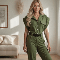 Gemini_Generated_Image_ry9v2mry9v2mry9v جمبسوت لون أخضر زيتي مميز وتفاصيل عملية تمنحه مظهراً أنيقاً مريحاً ومناسباً للأجواء الدافئة في مصر.