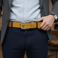 Gemini_Generated_Image_sndq6ssndq6ssndq حزام جلد طبيعي ناعم عالي الجودة للرجال - كاجوال و كلاسيك - لون جملي