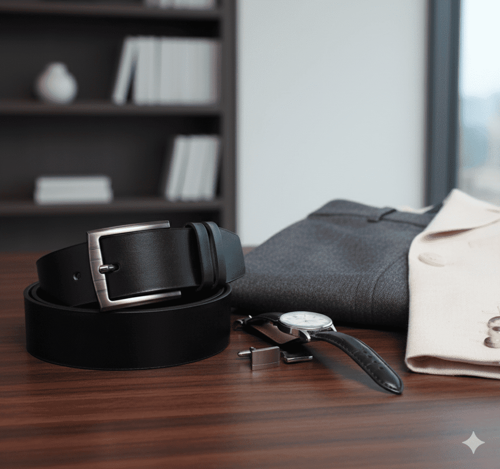 Gemini_Generated_Image_t35usqt35usqt35u حزام جلد طبيعي ناعم عالي الجودة للرجال - كاجوال و كلاسيك - أسود