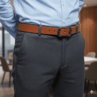 حزام كلاسيكي من الجلد الطبيعي للرجال بلون بني