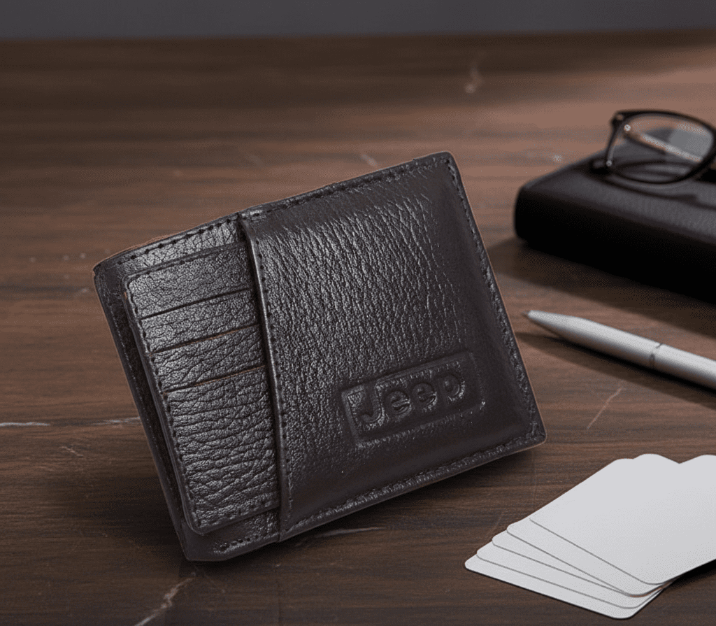 محفظة جلد طبيعي فاخر جميل طري بنسبة 100% باللون الاسود