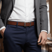 Gemini_Generated_Image_uu0p4uu0p4uu0p4u حزام جلد طبيعي ناعم عالي الجودة للرجال - كاجوال و كلاسيك - بني