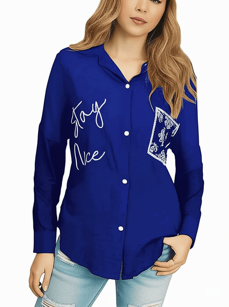 Gemini_Generated_Image_wa7lzrwa7lzrwa7l شيميز كاجوال تصميم مريح، مع تفاصيل بيضاء تضيف لمسة عصرية وفنية.