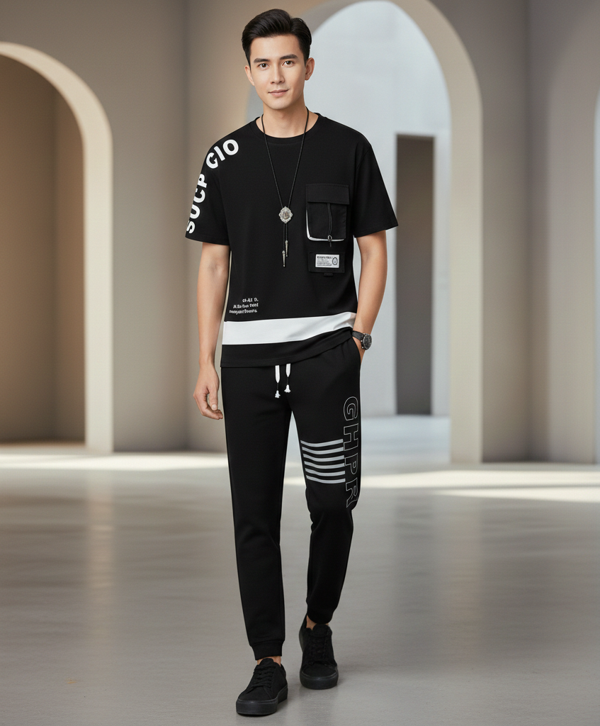 ترنج صيفي كاجوال لون أسود خامات معروفة بنعومتها ومتانتها ومظهرها العصري