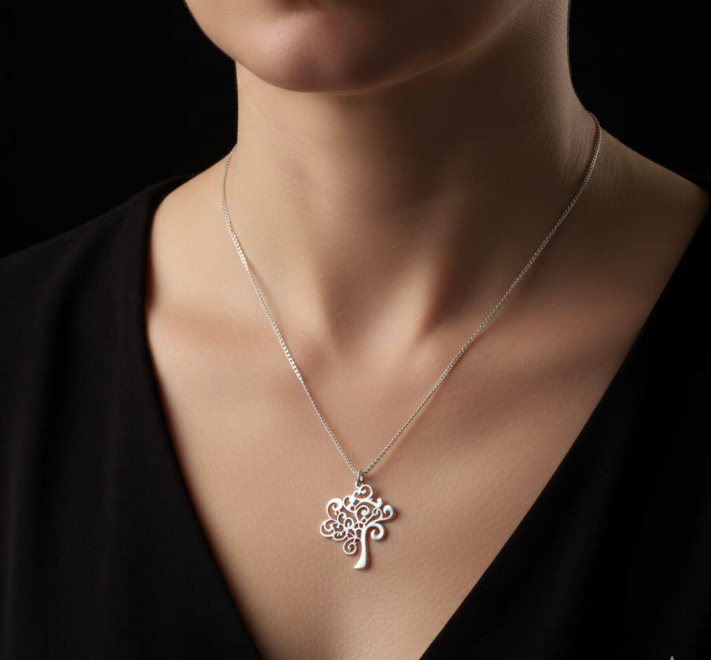 قلادة شجرة الحياة الفضية.. رمزٌ للنمو والترابط الأصيل بلمسة عصرية وتفاصيل دقيقة