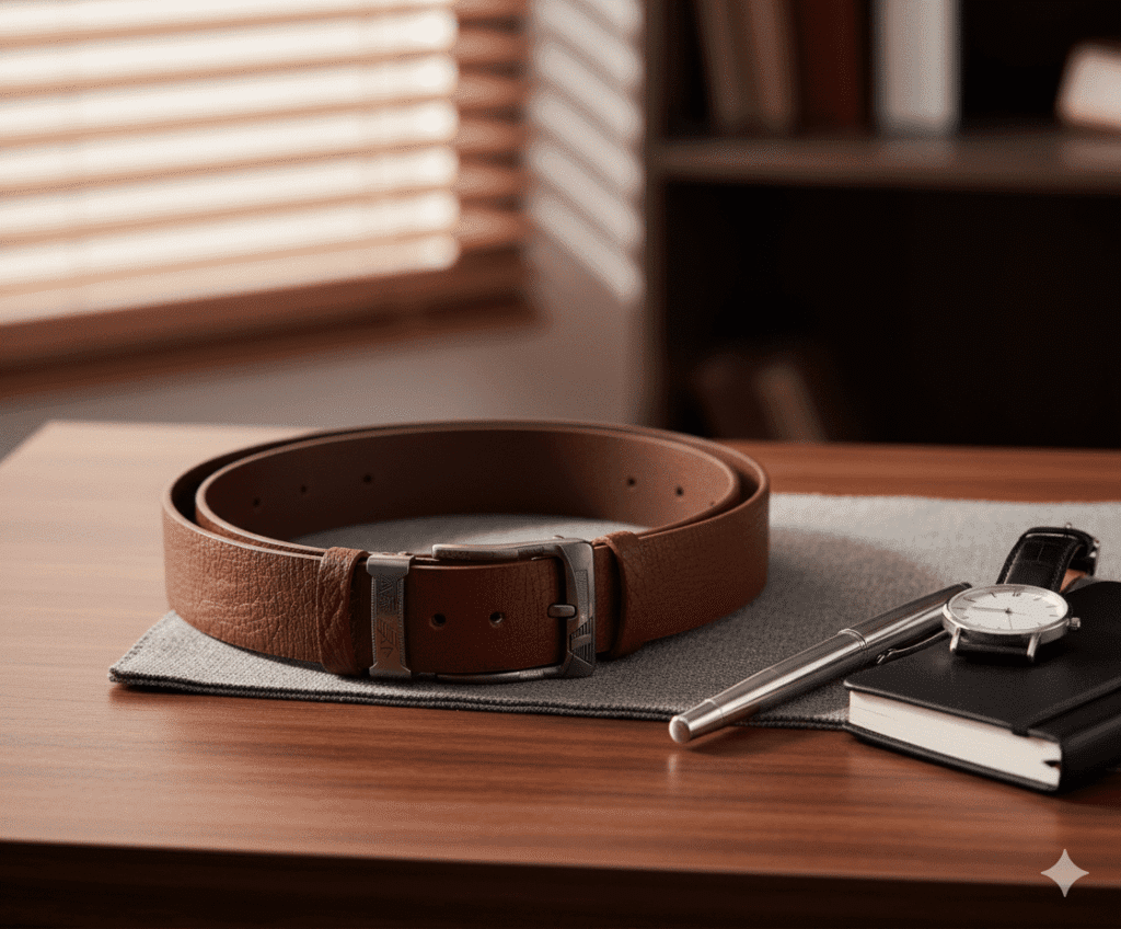 Gemini_Generated_Image_yo7u29yo7u29yo7u حزام جلد طبيعي ناعم عالي الجودة للرجال - كاجوال و كلاسيك - بني