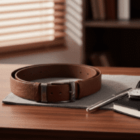 Gemini_Generated_Image_yo7u29yo7u29yo7u حزام جلد طبيعي ناعم عالي الجودة للرجال - كاجوال و كلاسيك - بني