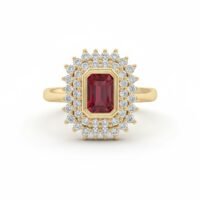 Gemini_Generated_Image_z7cq72z7cq72z7cq خاتم ذهبي بفص مستطيل نبيتي محاط بطبقتين من الفصوص اللامعة