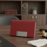 حافظة بطاقات أنيقة وعملية، مصممة لحفظ وتنظيم بطاقات العمل أو بطاقات الائتمان.