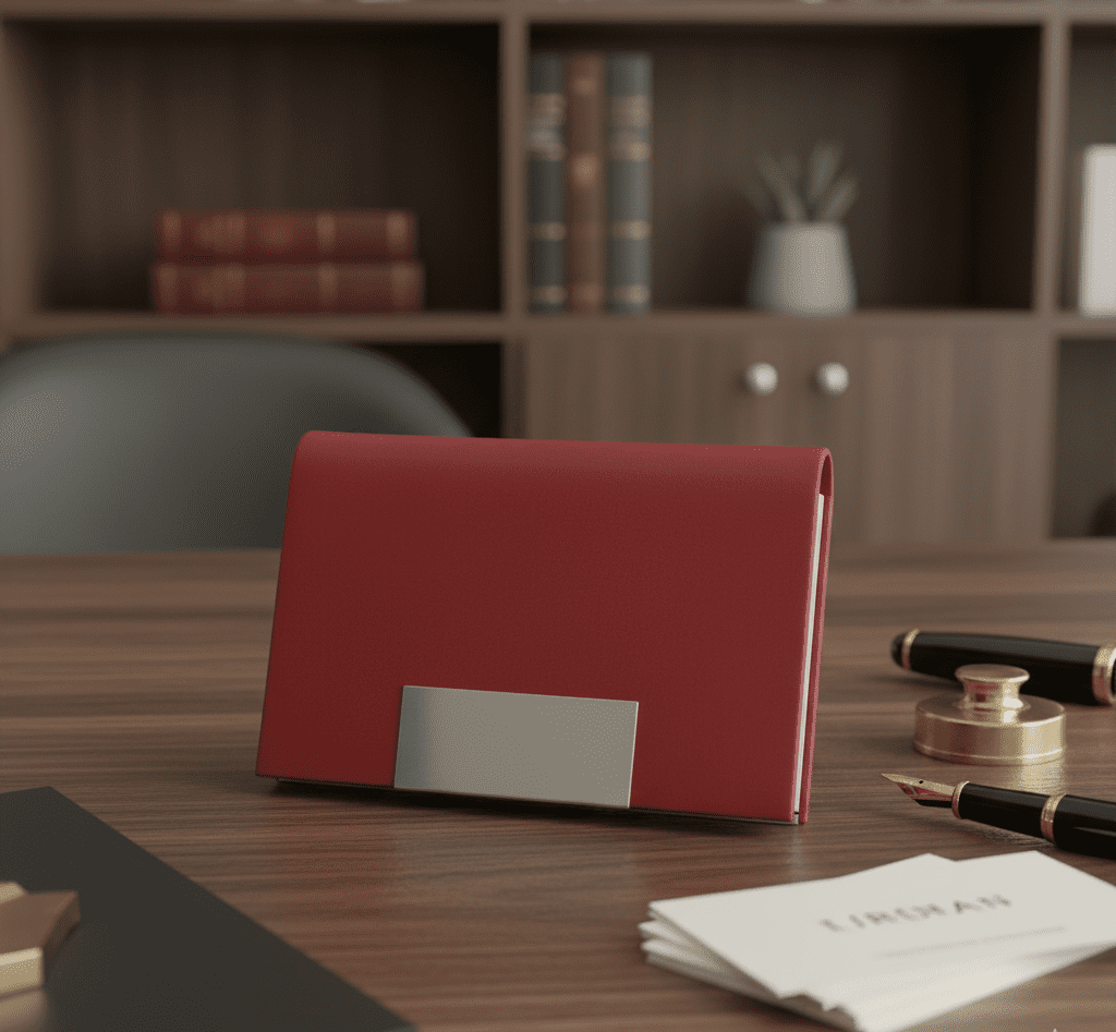 Gemini_Generated_Image_z9ec9sz9ec9sz9ec حافظة بطاقات أنيقة وعملية، مصممة لحفظ وتنظيم بطاقات العمل أو بطاقات الائتمان.