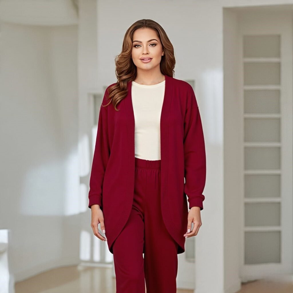 WhatsApp Image 2025-07-19 at 6.37.31 PM بدلة قطعتين بنطلون وايد ليج + كيمونو طويل وان سايز تلبيس لحد 90 كيلو