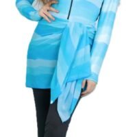 مايوه بناتي قطعتين سوت بكم كامل وبنطلون وشال باللون الأزرق السماوي الملائكي