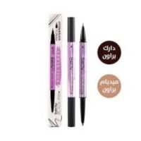 قلم تحديد الحواجب 2 في 1 من روز بيري - قلم حواجب مقاوم للماء، قلم تحديد حواجب لرسم وملء الحواجب، لون بني غامق